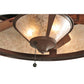 Meyda Lighting Sutter 49" 10-Light Cafe Noir Chandelier With Silver Mica Shade Glass and 29" Wood Fan
