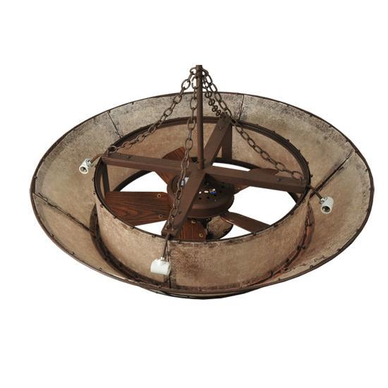 Meyda Lighting Sutter 49" 10-Light Cafe Noir Chandelier With Silver Mica Shade Glass and 29" Wood Fan