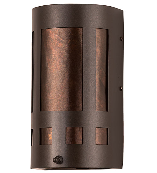 Meyda Lighting Sutter 5" Mahogany Bronze Wall Sconce With Amber Mica Shade Glass