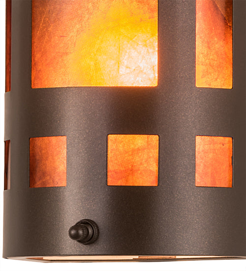 Meyda Lighting Sutter 5" Mahogany Bronze Wall Sconce With Amber Mica Shade Glass