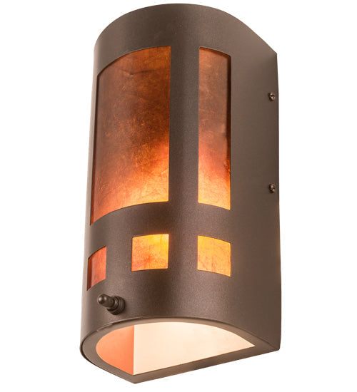 Meyda Lighting Sutter 5" Mahogany Bronze Wall Sconce With Amber Mica Shade Glass