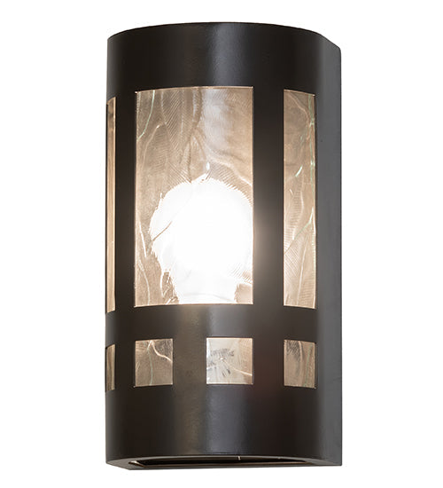 Meyda Lighting Sutter 5" Timeless Bronze Wall Sconce With Clear Leaf Shade Glass