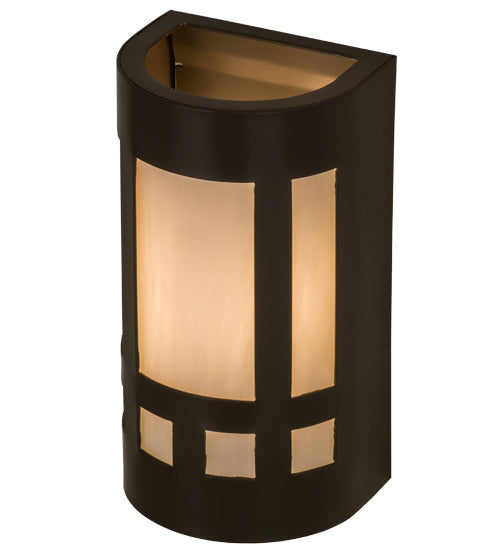 Meyda Lighting Sutter 5" Timeless Bronze Wall Sconce With White Art Shade Glass