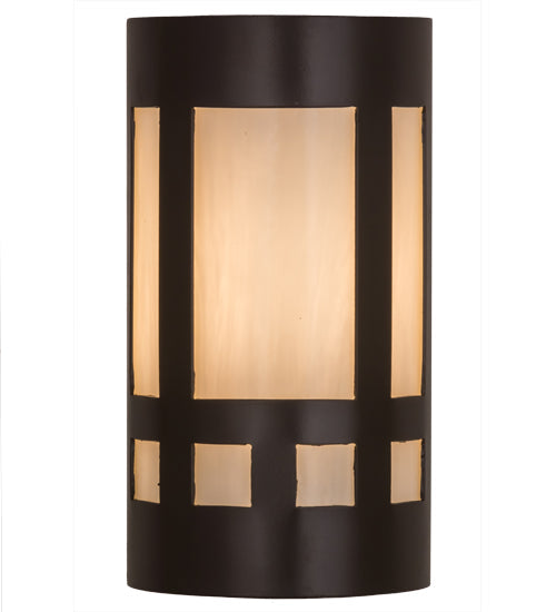 Meyda Lighting Sutter 5" Timeless Bronze Wall Sconce With White Art Shade Glass
