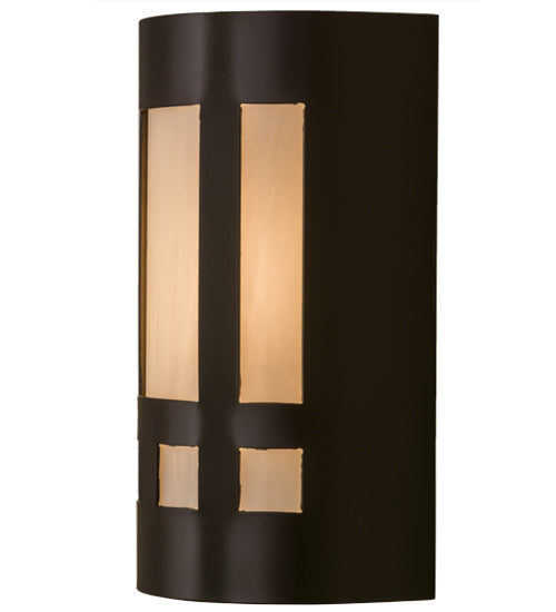 Meyda Lighting Sutter 5" Timeless Bronze Wall Sconce With White Art Shade Glass