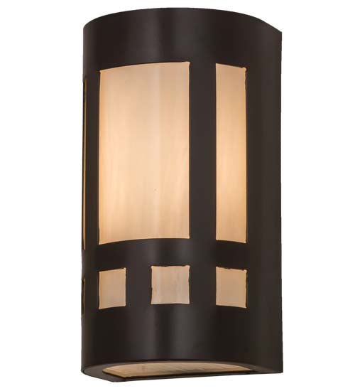 Meyda Lighting Sutter 5" Timeless Bronze Wall Sconce With White Art Shade Glass