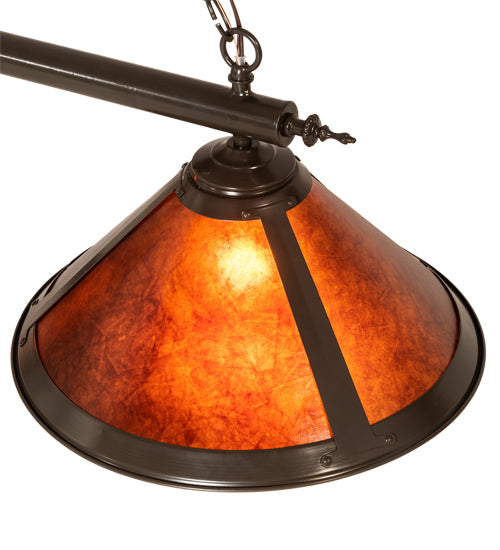 Meyda Lighting Sutter 60" 3-Light Timeless Bronze Island Pendant Light With Amber Mica Shade Glass