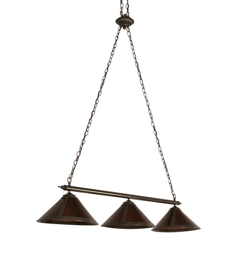 Meyda Lighting Sutter 60" 3-Light Timeless Bronze Island Pendant Light With Amber Mica Shade Glass