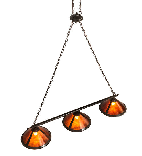 Meyda Lighting Sutter 60" 3-Light Timeless Bronze Island Pendant Light With Amber Mica Shade Glass