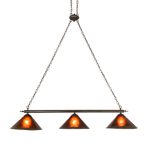Meyda Lighting Sutter 60" 3-Light Timeless Bronze Island Pendant Light With Amber Mica Shade Glass