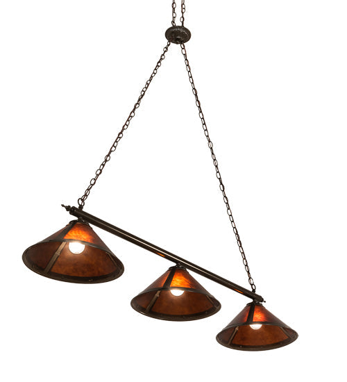 Meyda Lighting Sutter 60" 3-Light Timeless Bronze Island Pendant Light With Amber Mica Shade Glass