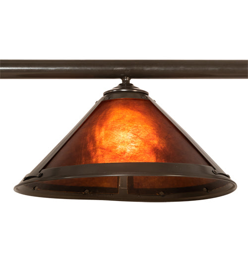 Meyda Lighting Sutter 60" 3-Light Timeless Bronze Island Pendant Light With Amber Mica Shade Glass