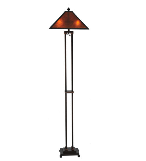 Meyda Lighting Sutter 63" 2-Light Mahogany Bronze Floor Lamp With Amber Mica Shade Glass