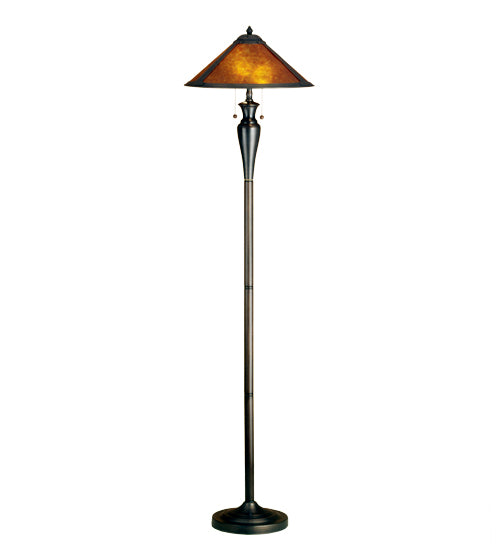 Meyda Lighting Sutter 65" 2-Light Mahogany Bronze Floor Lamp With Amber Mica Shade Glass