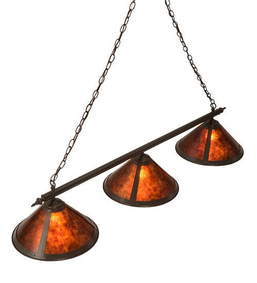 Meyda Lighting Sutter 68232 60" 3-Light Timeless Bronze Island Pendant Light With Amber Mica Shade Glass