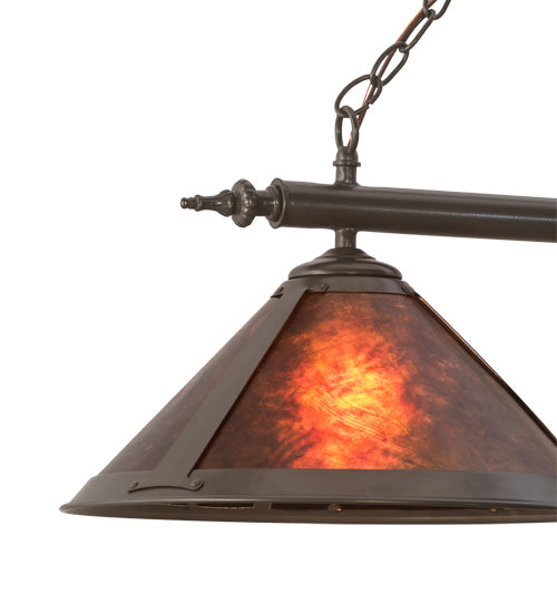 Meyda Lighting Sutter 68232 60" 3-Light Timeless Bronze Island Pendant Light With Amber Mica Shade Glass