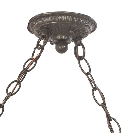 Meyda Lighting Sutter 68232 60" 3-Light Timeless Bronze Island Pendant Light With Amber Mica Shade Glass