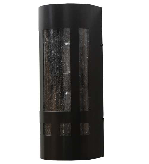 Meyda Lighting Sutter 7" 2-Light Craftsman Brown Wall Sconce With Clear Seeded Art Shade Glass