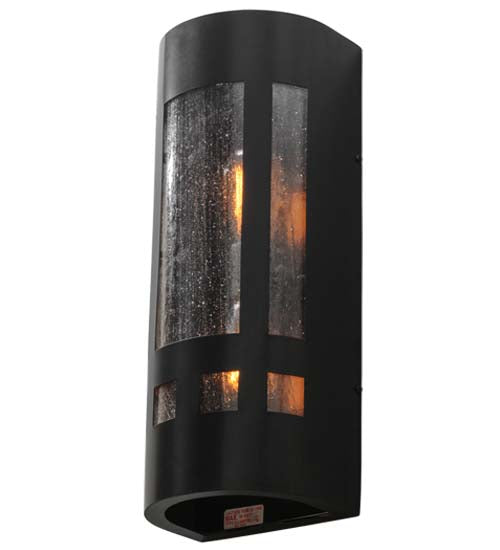 Meyda Lighting Sutter 7" 2-Light Craftsman Brown Wall Sconce With Clear Seeded Art Shade Glass