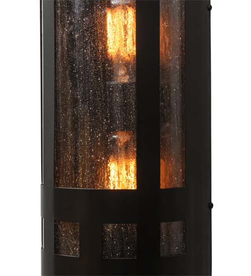 Meyda Lighting Sutter 7" 2-Light Craftsman Brown Wall Sconce With Clear Seeded Art Shade Glass