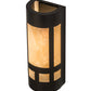 Meyda Lighting Sutter 7" 2-Light Timeless Bronze Wall Sconce With Beige Sahara Taupe Idalight Shade Glass