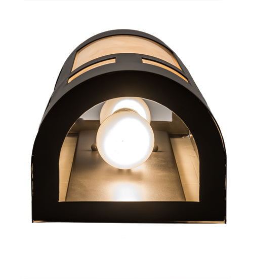 Meyda Lighting Sutter 7" 2-Light Timeless Bronze Wall Sconce With Beige Sahara Taupe Idalight Shade Glass