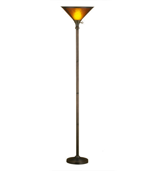 Meyda Lighting Sutter 72" Mahogany Bronze Torchiere Floor Lamp With Amber Mica Shade Glass