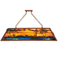 Meyda Lighting Swamp 46" 6-Light Rust Island Pendant Light With Orange & Blue Green Shade Glass