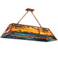 Meyda Lighting Swamp 46" 6-Light Rust Island Pendant Light With Orange & Blue Green Shade Glass