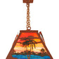 Meyda Lighting Swamp 46" 6-Light Rust Island Pendant Light With Orange & Blue Green Shade Glass