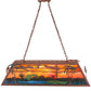 Meyda Lighting Swamp 46" 6-Light Rust Island Pendant Light With Orange & Blue Green Shade Glass