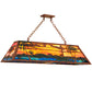 Meyda Lighting Swamp 46" 6-Light Rust Island Pendant Light With Orange & Blue Green Shade Glass