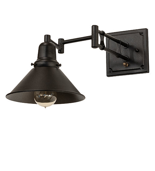 Meyda Lighting SwingArm 8" Textured Black & Pewter Wall Sconce