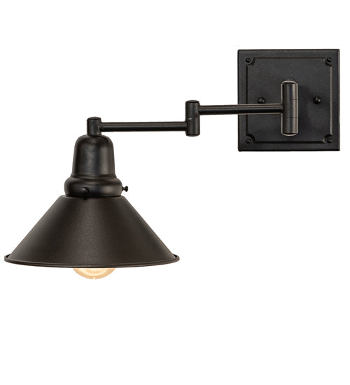 Meyda Lighting SwingArm 8" Textured Black & Pewter Wall Sconce