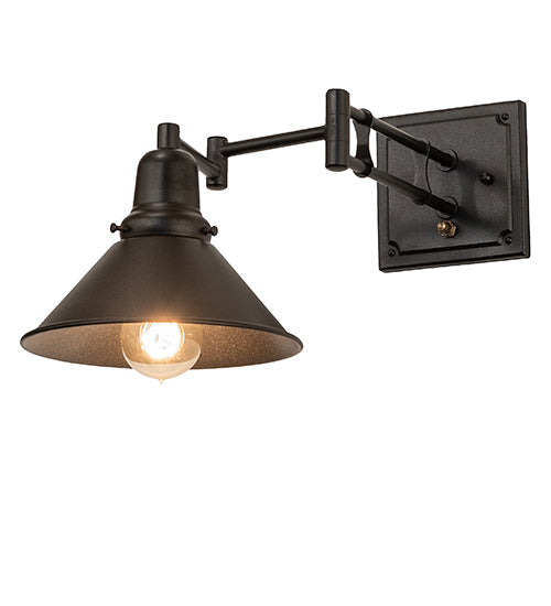 Meyda Lighting SwingArm 8" Textured Black & Pewter Wall Sconce