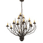 Meyda Lighting Sycamore 42" 16-Light Timeless Bronze Chandelier With Amber Faux Candlelight