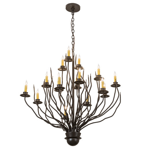 Meyda Lighting Sycamore 42" 16-Light Timeless Bronze Chandelier With Amber Faux Candlelight
