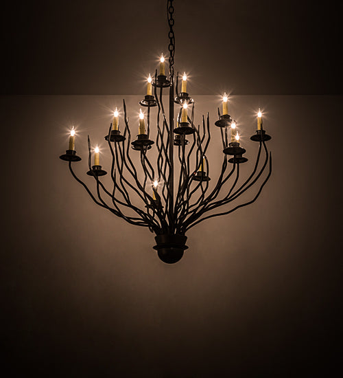 Meyda Lighting Sycamore 42" 16-Light Timeless Bronze Chandelier With Amber Faux Candlelight