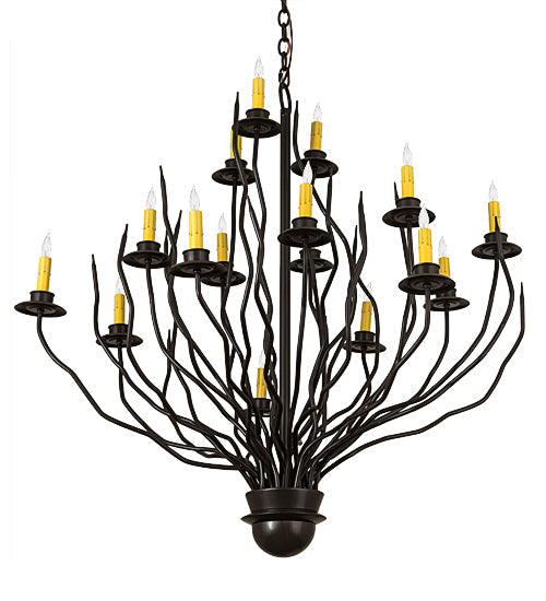 Meyda Lighting Sycamore 42" 16-Light Timeless Bronze Chandelier With Amber Faux Candlelight