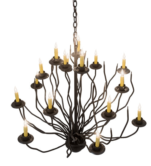 Meyda Lighting Sycamore 42" 16-Light Timeless Bronze Chandelier With Amber Faux Candlelight
