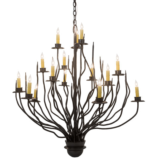 Meyda Lighting Sycamore 42" 16-Light Timeless Bronze Chandelier With Amber Faux Candlelight