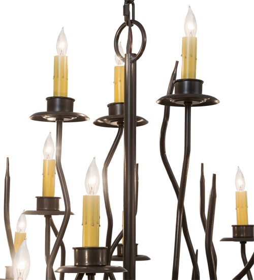 Meyda Lighting Sycamore 42" 16-Light Timeless Bronze Chandelier With Amber Faux Candlelight
