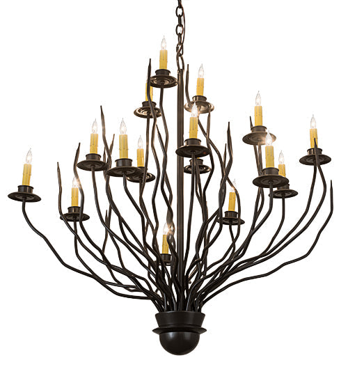 Meyda Lighting Sycamore 42" 16-Light Timeless Bronze Chandelier With Amber Faux Candlelight