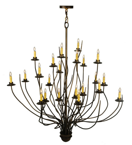 Meyda Lighting Sycamore 54" 22-Light Antique Copper Chandelier With Amber Faux Candlelight