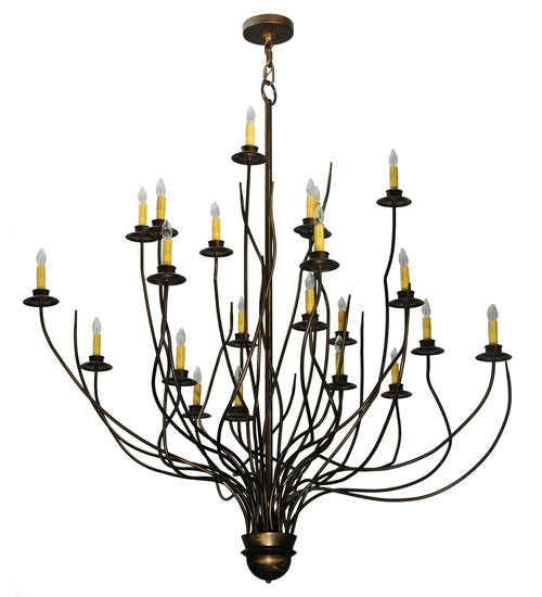 Meyda Lighting Sycamore 54" 22-Light Antique Copper Chandelier With Amber Faux Candlelight