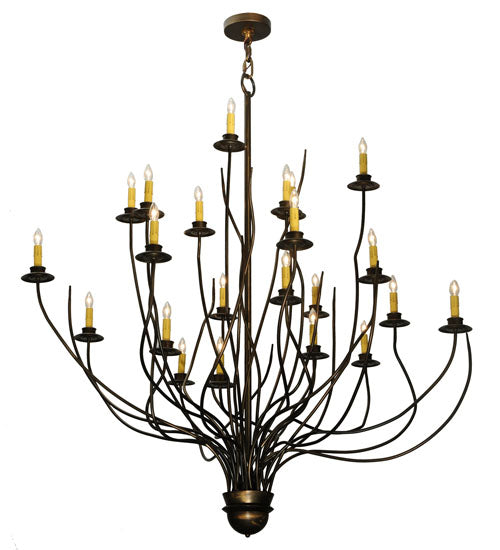 Meyda Lighting Sycamore 54" 22-Light Antique Copper Chandelier With Amber Faux Candlelight