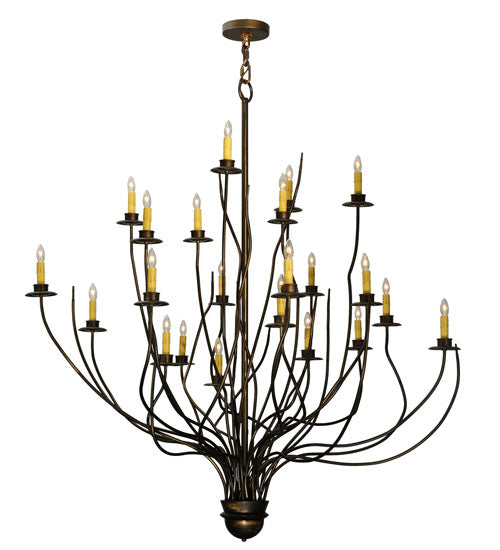 Meyda Lighting Sycamore 54" 22-Light Antique Copper Chandelier With Amber Faux Candlelight