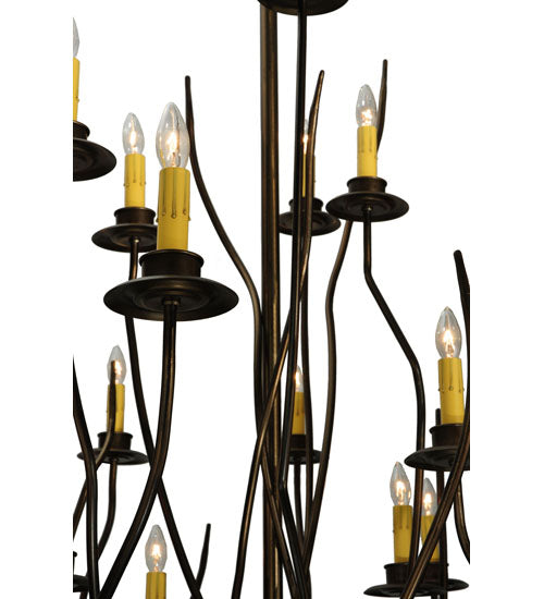 Meyda Lighting Sycamore 54" 22-Light Antique Copper Chandelier With Amber Faux Candlelight