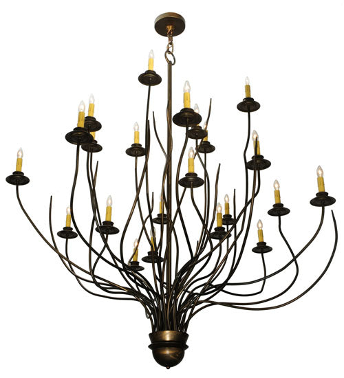 Meyda Lighting Sycamore 54" 22-Light Antique Copper Chandelier With Amber Faux Candlelight