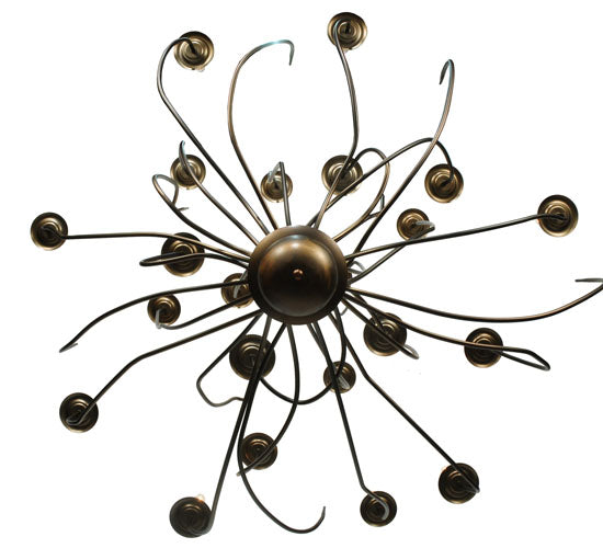 Meyda Lighting Sycamore 54" 22-Light Antique Copper Chandelier With Amber Faux Candlelight
